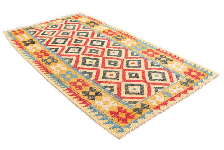 Detail image of 3' 6 x 6' 3 Hand Woven Kilim Maymana Wool Rug