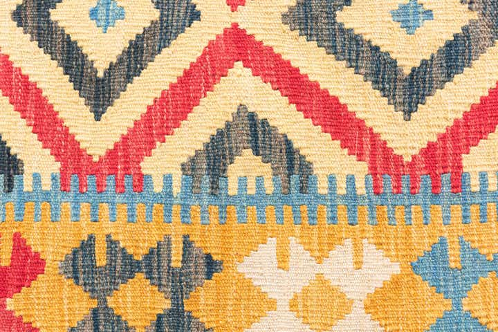 3' 6 x 6' 3 Hand Woven Kilim Maymana Wool Rug