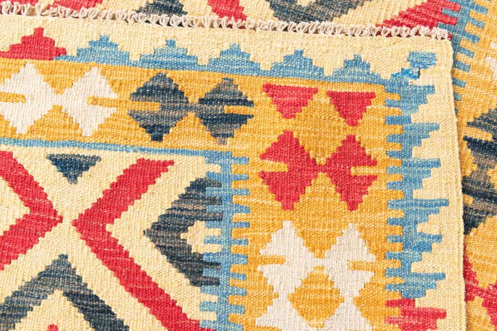 3' 6 x 6' 3 Hand Woven Kilim Maymana Wool Rug