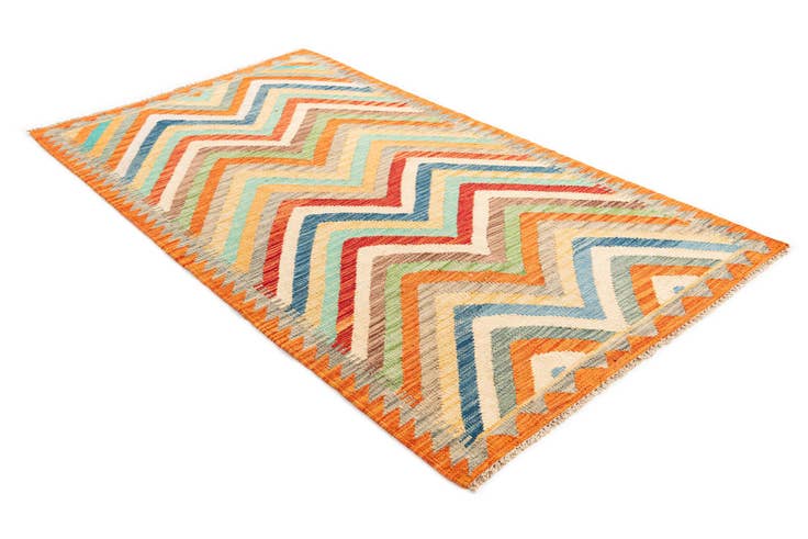 Detail image of 3' 5 x 6' 2 Hand Woven Kilim Maymana Wool Rug