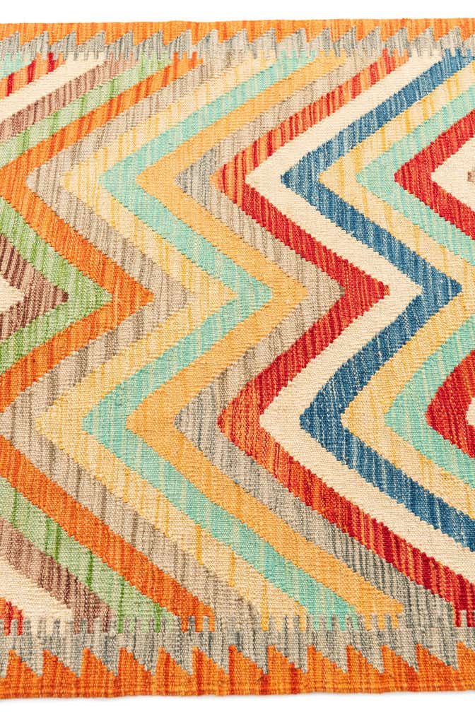 3' 5 x 6' 2 Hand Woven Kilim Maymana Wool Rug