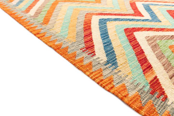 3' 5 x 6' 2 Hand Woven Kilim Maymana Wool Rug