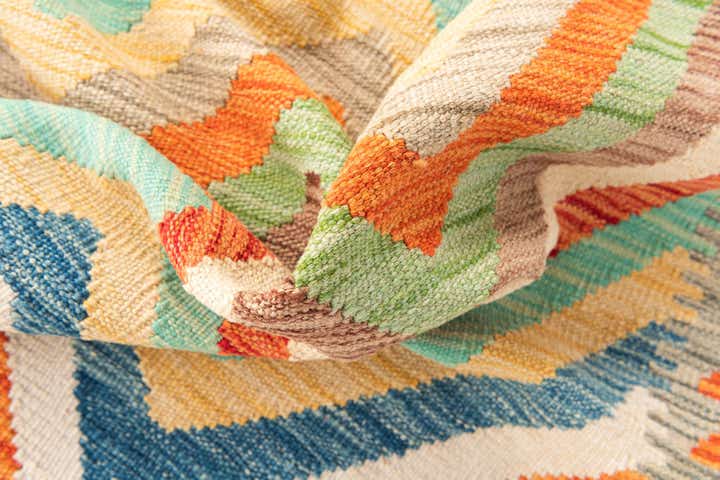3' 5 x 6' 2 Hand Woven Kilim Maymana Wool Rug
