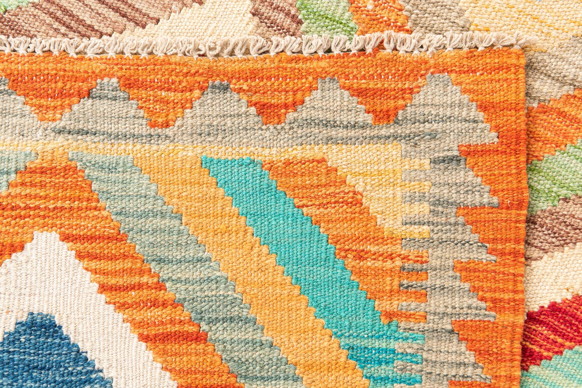 3' 5 x 6' 2 Hand Woven Kilim Maymana Wool Rug