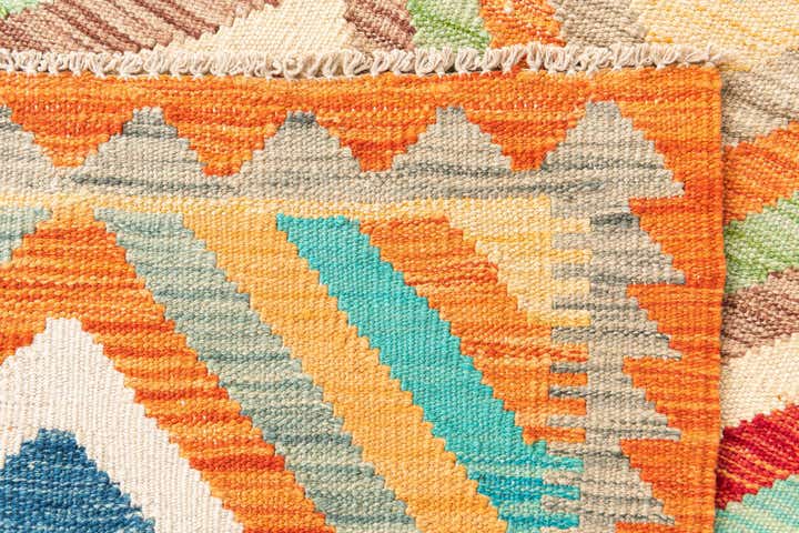 3' 5 x 6' 2 Hand Woven Kilim Maymana Wool Rug