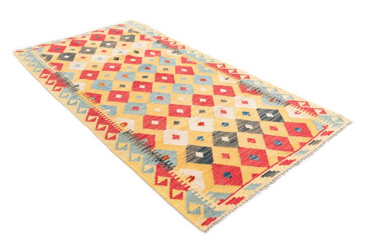 Detail image of 3' 6 x 6' 8 Hand Woven Kilim Maymana Wool Rug