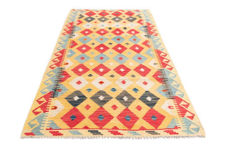 Detail image of 3' 6 x 6' 8 Hand Woven Kilim Maymana Wool Rug