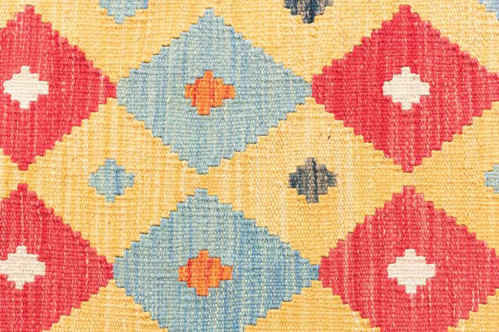 3' 6 x 6' 8 Hand Woven Kilim Maymana Wool Rug