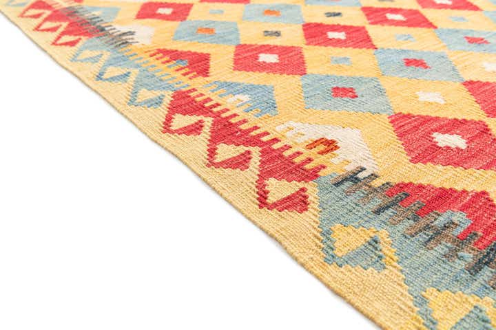3' 6 x 6' 8 Hand Woven Kilim Maymana Wool Rug