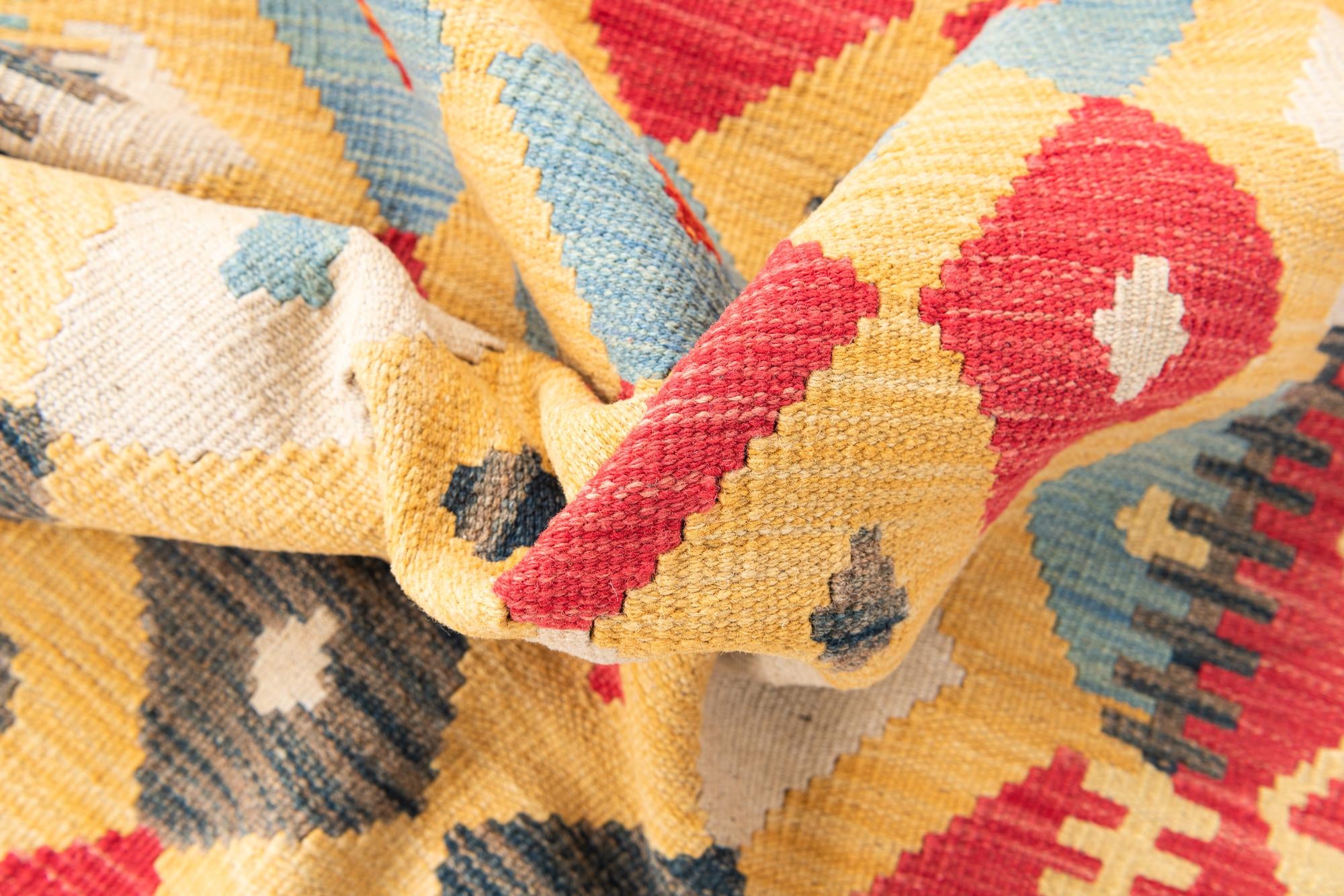 3' 6 x 6' 8 Hand Woven Kilim Maymana Wool Rug