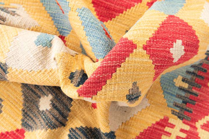 3' 6 x 6' 8 Hand Woven Kilim Maymana Wool Rug