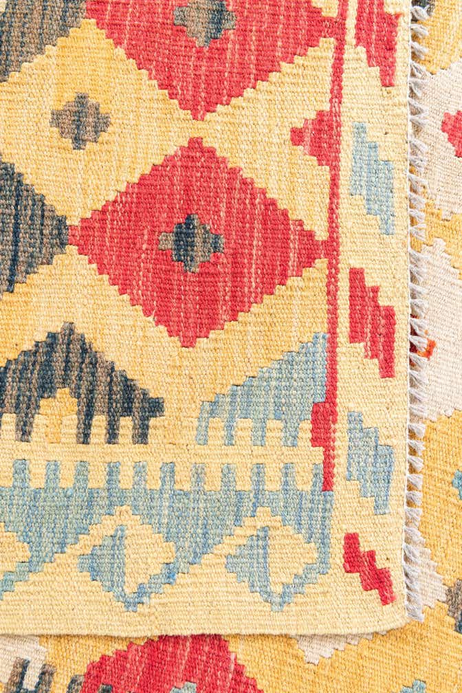 3' 6 x 6' 8 Hand Woven Kilim Maymana Wool Rug