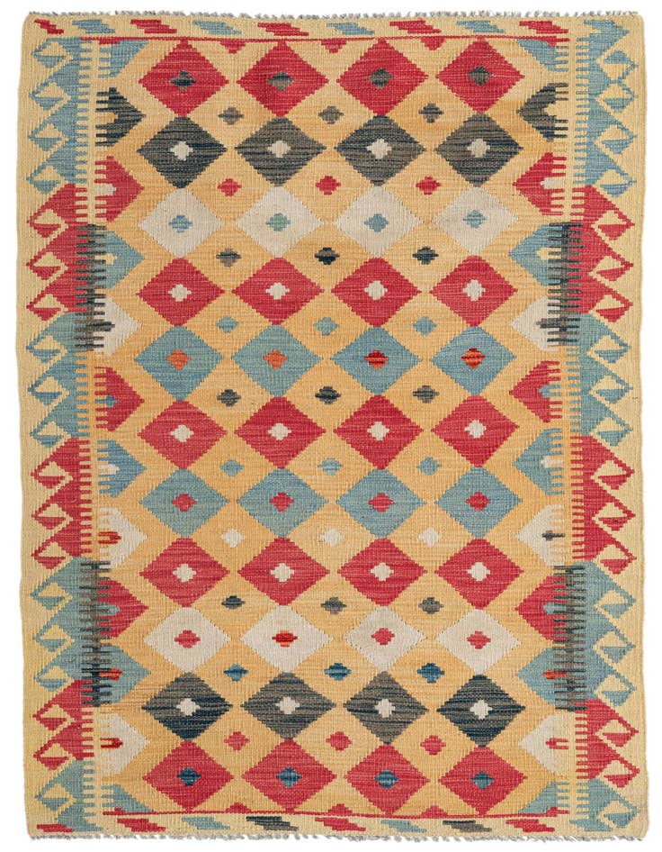 Detail image of 3' 6 x 6' 8 Hand Woven Kilim Maymana Wool Rug