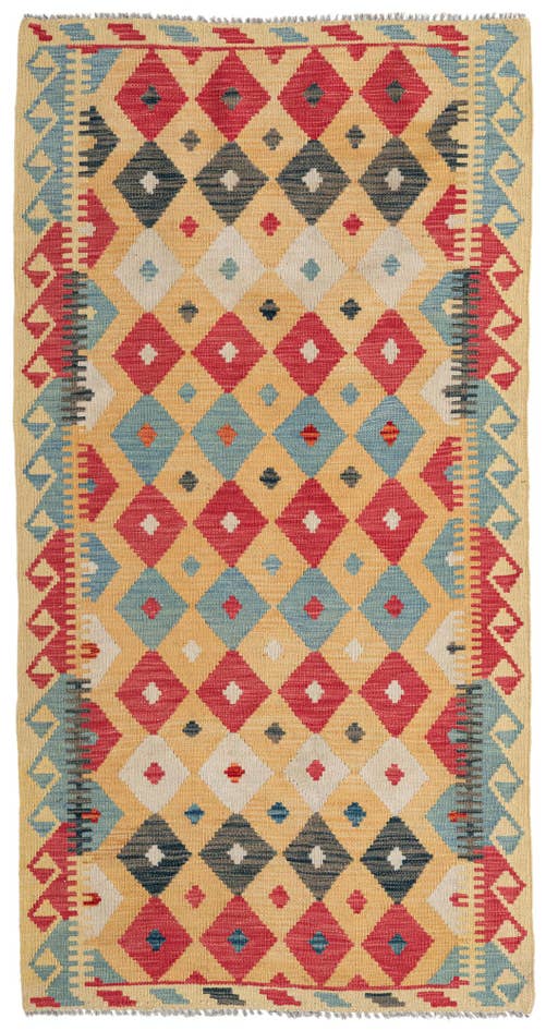 Detail image of 3' 6 x 6' 8 Hand Woven Kilim Maymana Wool Rug