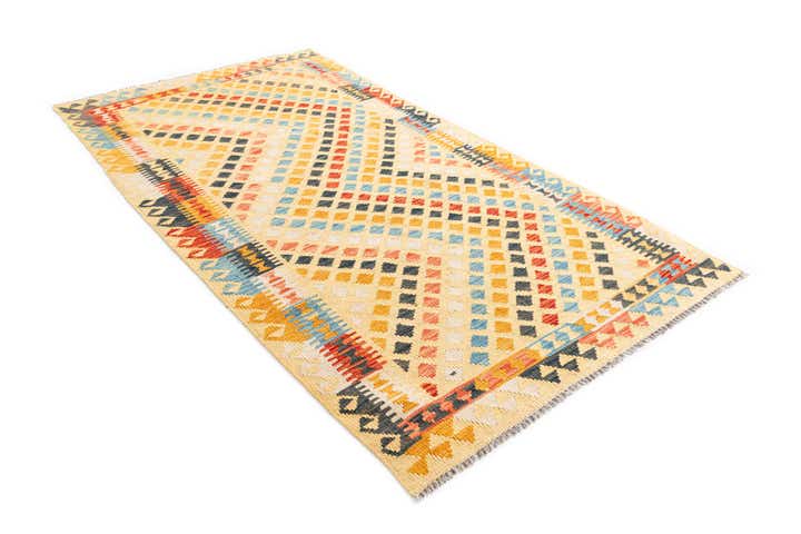 3' 8 x 6' 8 Hand Woven Kilim Maymana Wool Rug