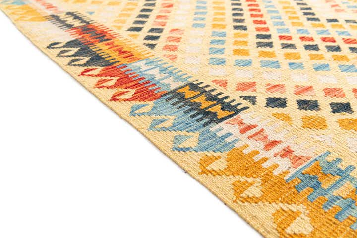 3' 8 x 6' 8 Hand Woven Kilim Maymana Wool Rug