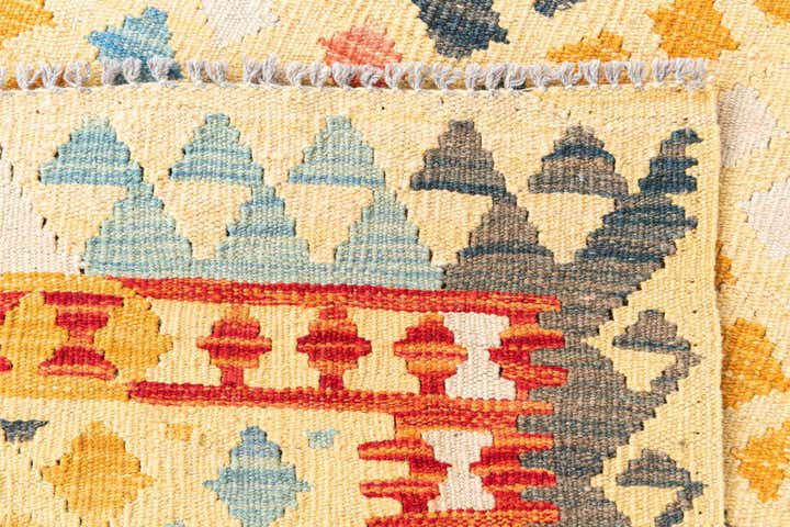 3' 8 x 6' 8 Hand Woven Kilim Maymana Wool Rug