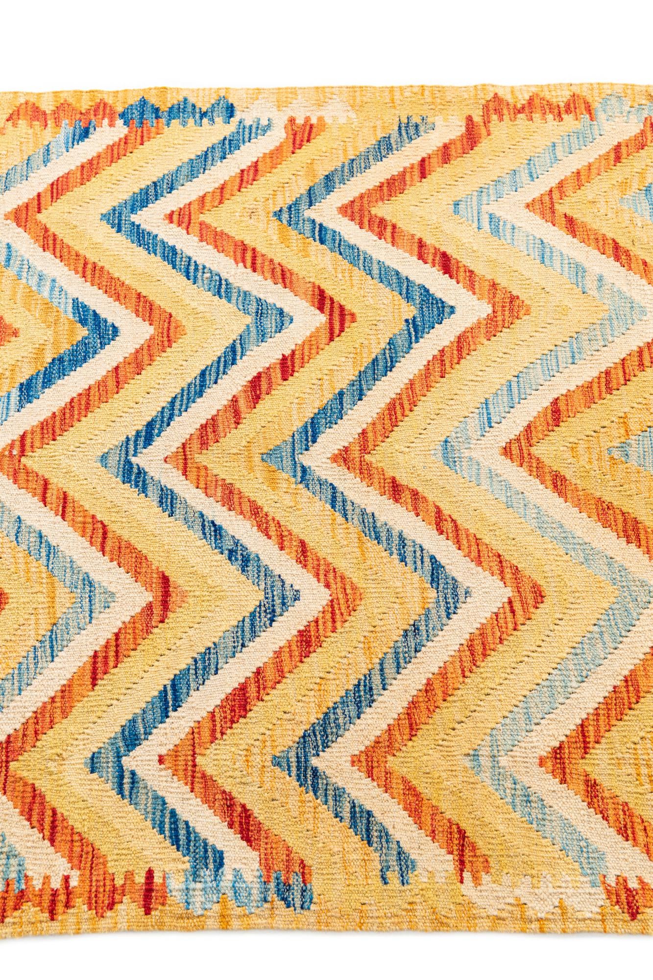 3' 5 x 6' 3 Hand Woven Kilim Maymana Wool Rug
