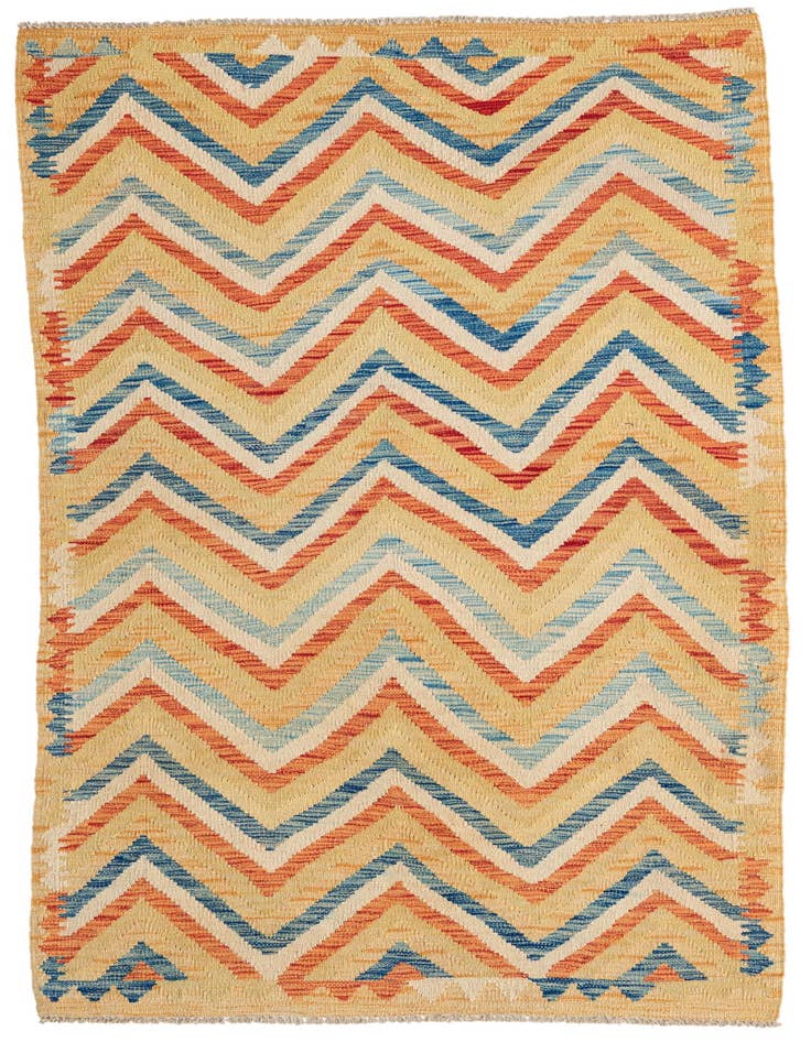 Detail image of 3' 5 x 6' 3 Hand Woven Kilim Maymana Wool Rug