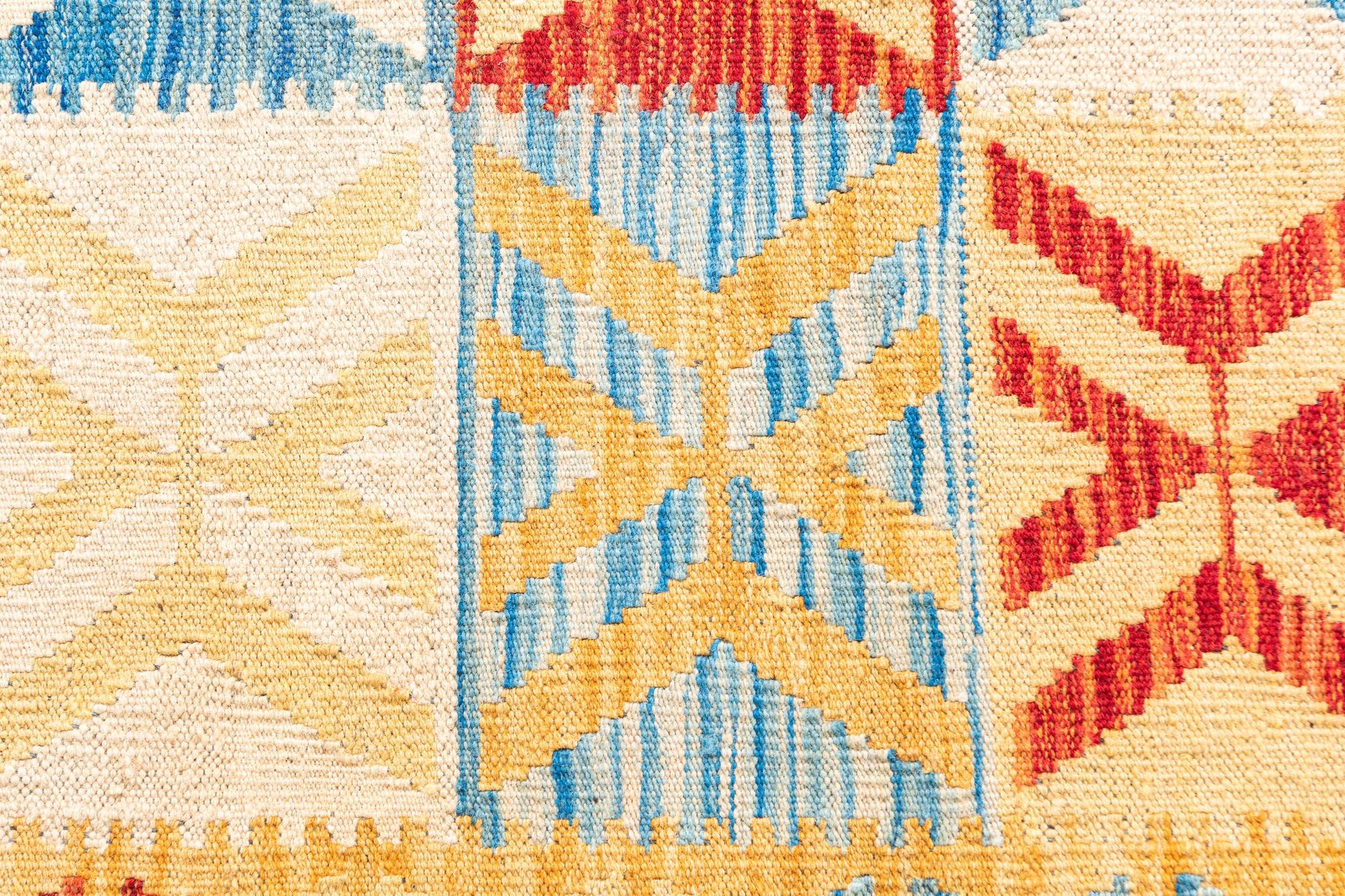 3' 6 x 6' 8 Hand Woven Kilim Maymana Wool Rug