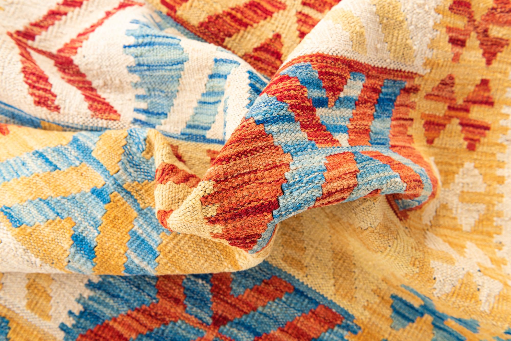 3' 6 x 6' 8 Hand Woven Kilim Maymana Wool Rug