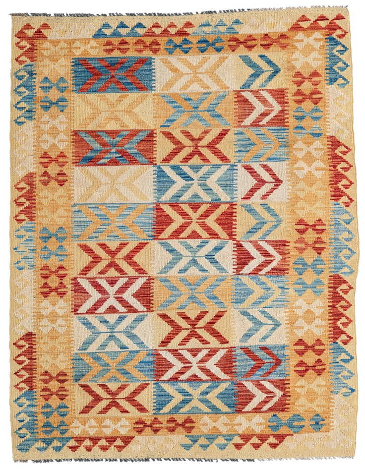Detail image of 3' 6 x 6' 8 Hand Woven Kilim Maymana Wool Rug