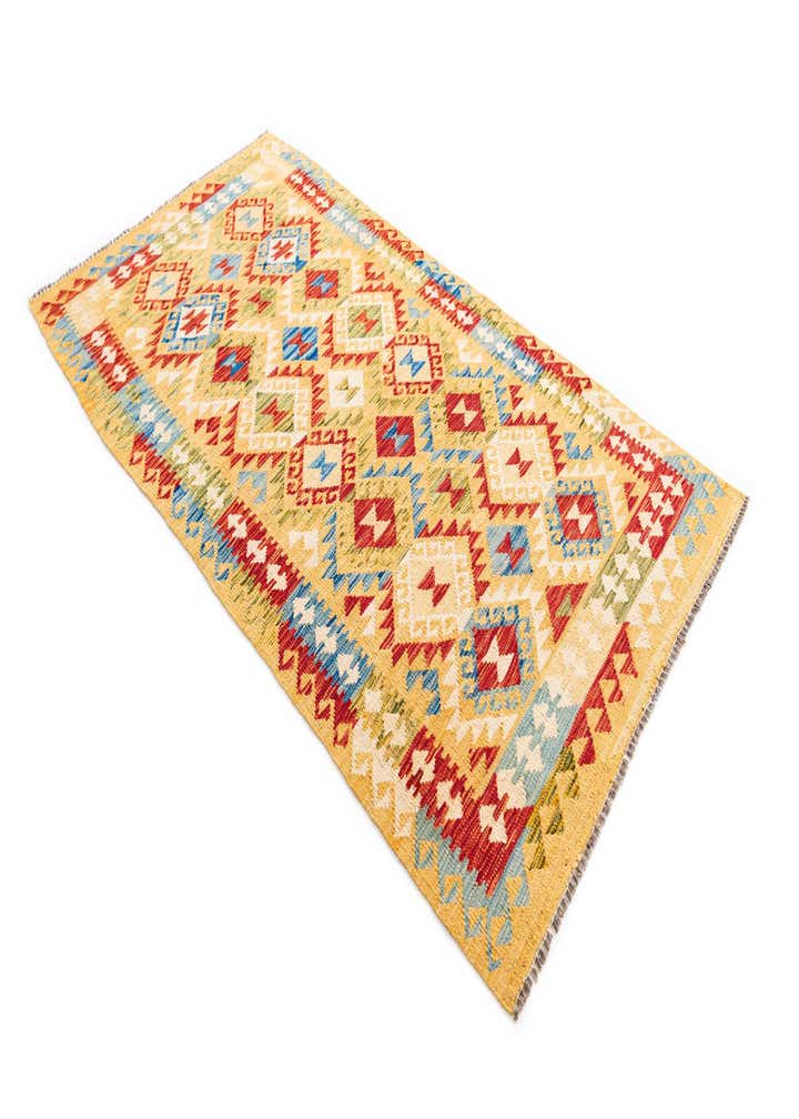 3' 6 x 6' 8 Hand Woven Kilim Maymana Wool Rug
