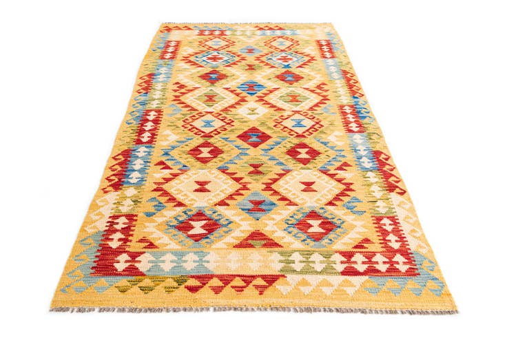 Detail image of 3' 6 x 6' 8 Hand Woven Kilim Maymana Wool Rug
