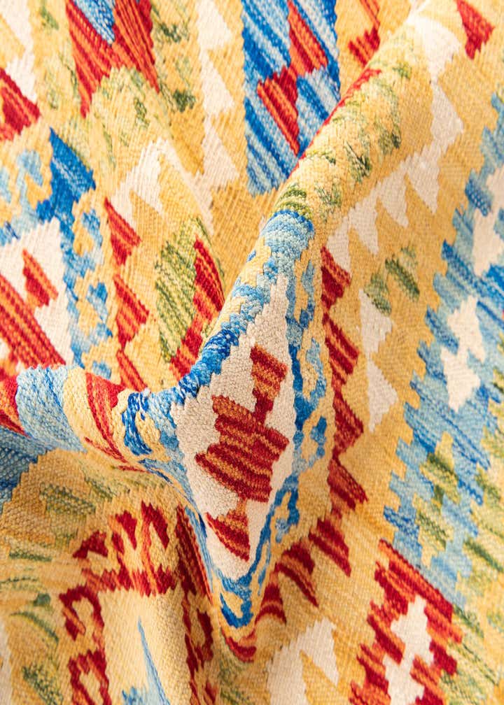 3' 6 x 6' 8 Hand Woven Kilim Maymana Wool Rug