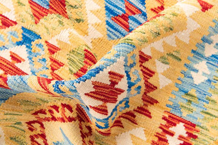 3' 6 x 6' 8 Hand Woven Kilim Maymana Wool Rug