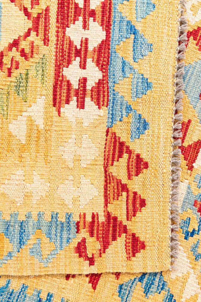 3' 6 x 6' 8 Hand Woven Kilim Maymana Wool Rug