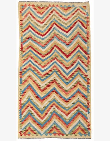 3' 5 x 6' 4 Hand Woven Kilim Maymana Wool Rug