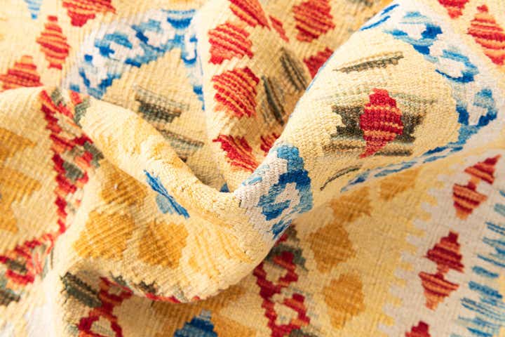 3' 6 x 6' 9 Hand Woven Kilim Maymana Wool Rug