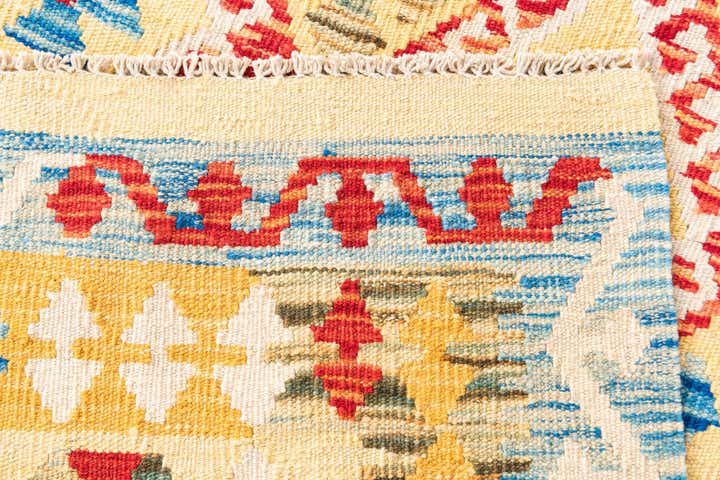 3' 6 x 6' 9 Hand Woven Kilim Maymana Wool Rug