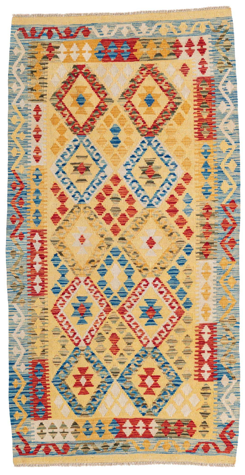 3' 6 x 6' 9 Hand Woven Kilim Maymana Wool Rug