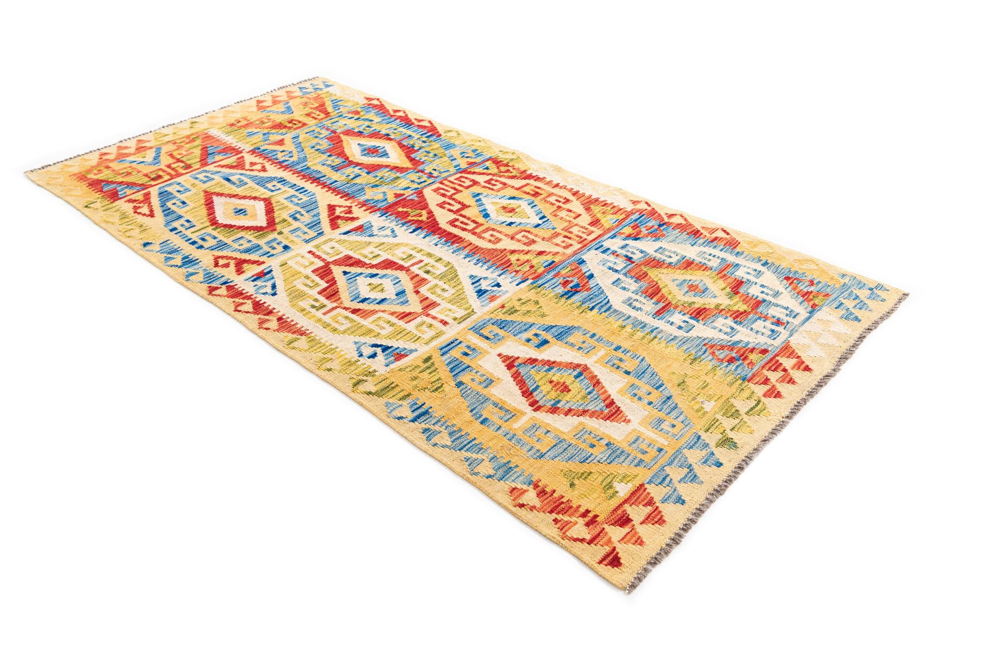 3' 4 x 6' 6 Hand Woven Kilim Maymana Wool Rug