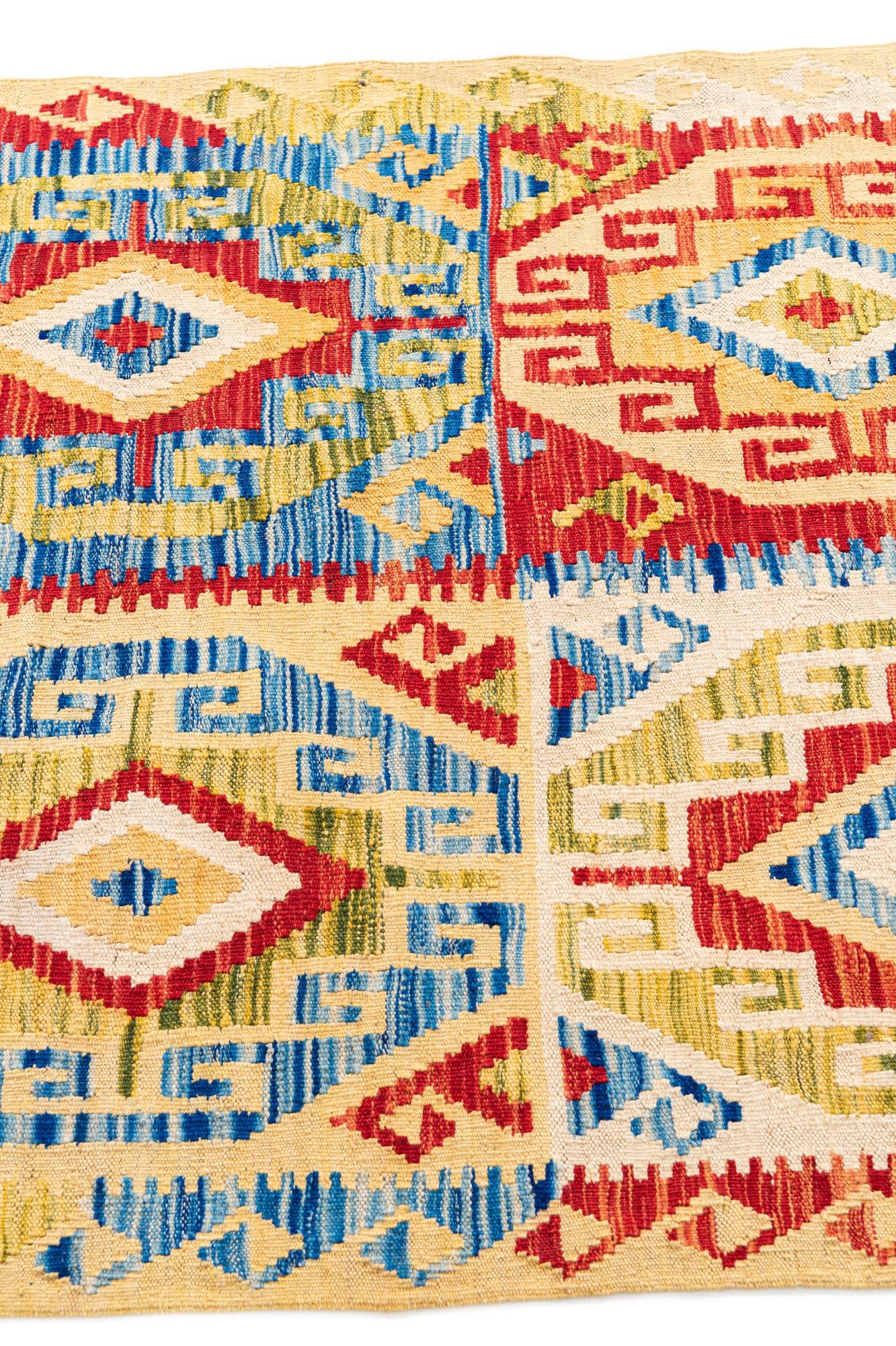 3' 4 x 6' 6 Hand Woven Kilim Maymana Wool Rug