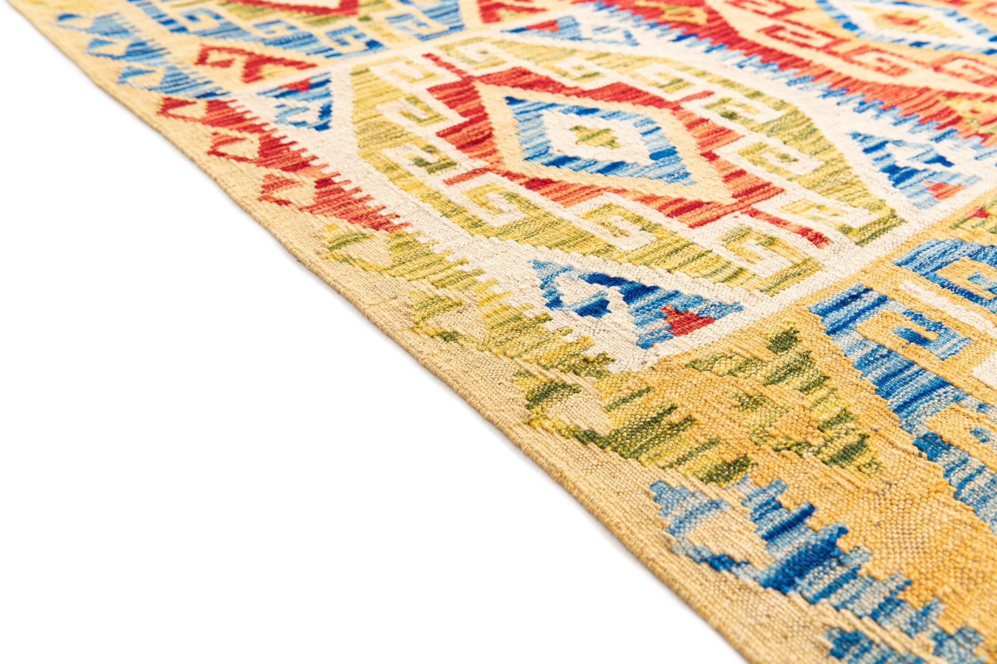 3' 4 x 6' 6 Hand Woven Kilim Maymana Wool Rug