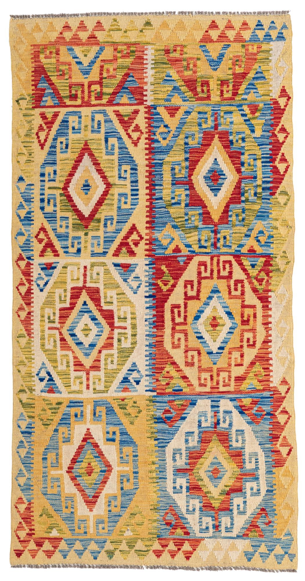 3' 4 x 6' 6 Hand Woven Kilim Maymana Wool Rug