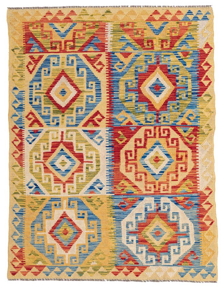 Detail image of 3' 4 x 6' 6 Hand Woven Kilim Maymana Wool Rug