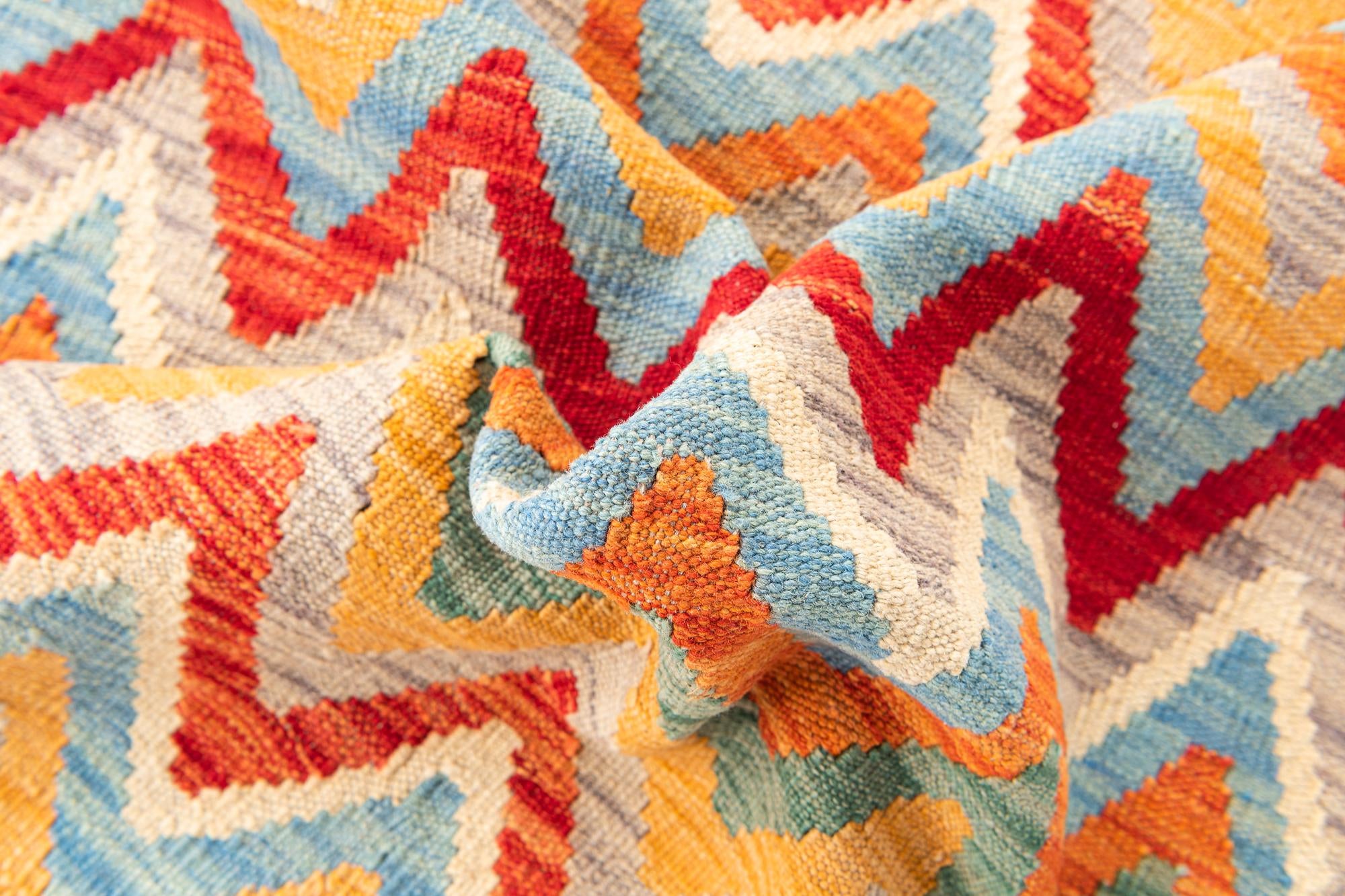 4' 3 x 5' 9 Hand Woven Kilim Maymana Wool Rug