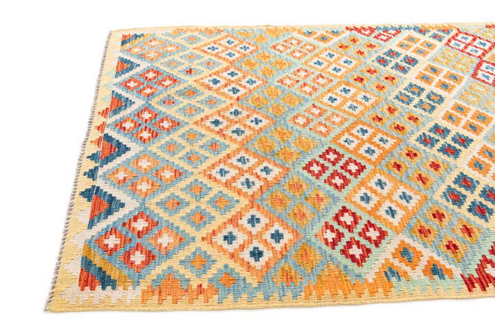 4' 3 x 6' Hand Woven Kilim Maymana Wool Rug
