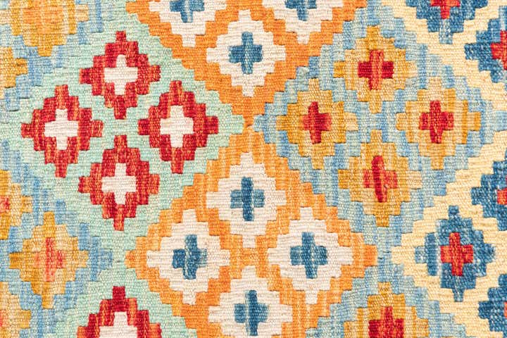 4' 3 x 6' Hand Woven Kilim Maymana Wool Rug