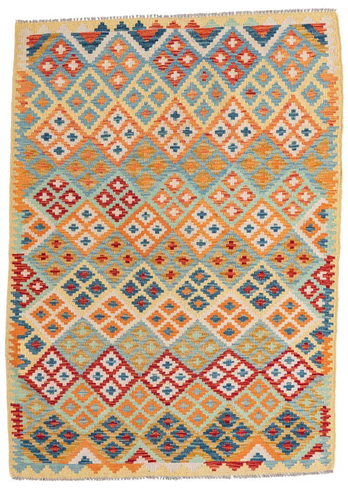 4' 3 x 6' Hand Woven Kilim Maymana Wool Rug