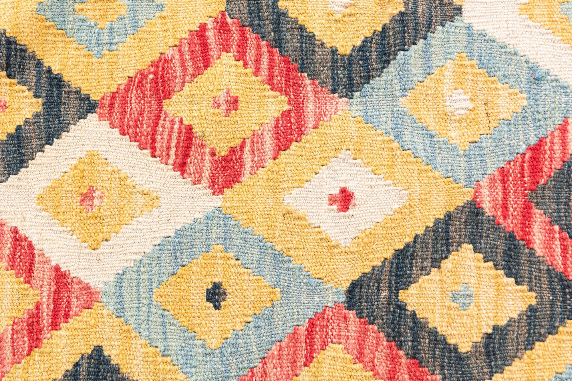 4' 2 x 5' 7 Hand Woven Kilim Maymana Wool Rug