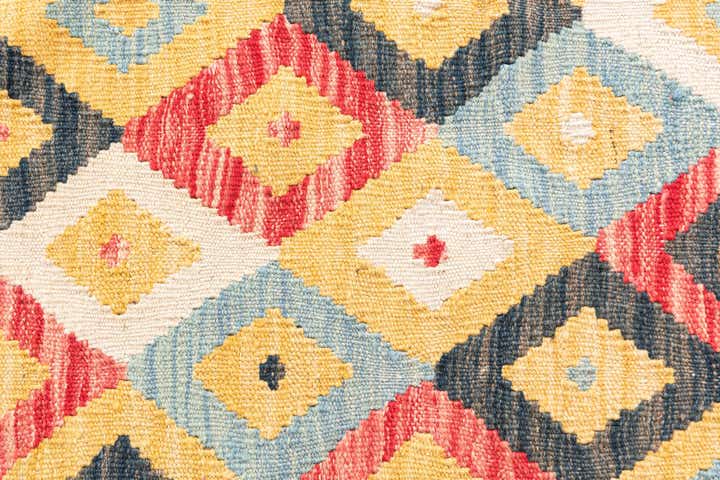 4' 2 x 5' 7 Hand Woven Kilim Maymana Wool Rug