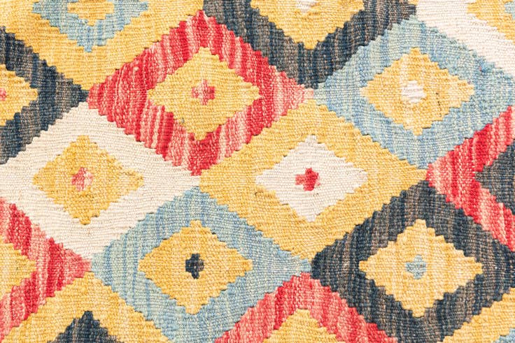 Detail image of 4' 2 x 5' 7 Hand Woven Kilim Maymana Wool Rug