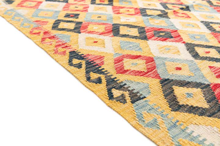4' 2 x 5' 7 Hand Woven Kilim Maymana Wool Rug