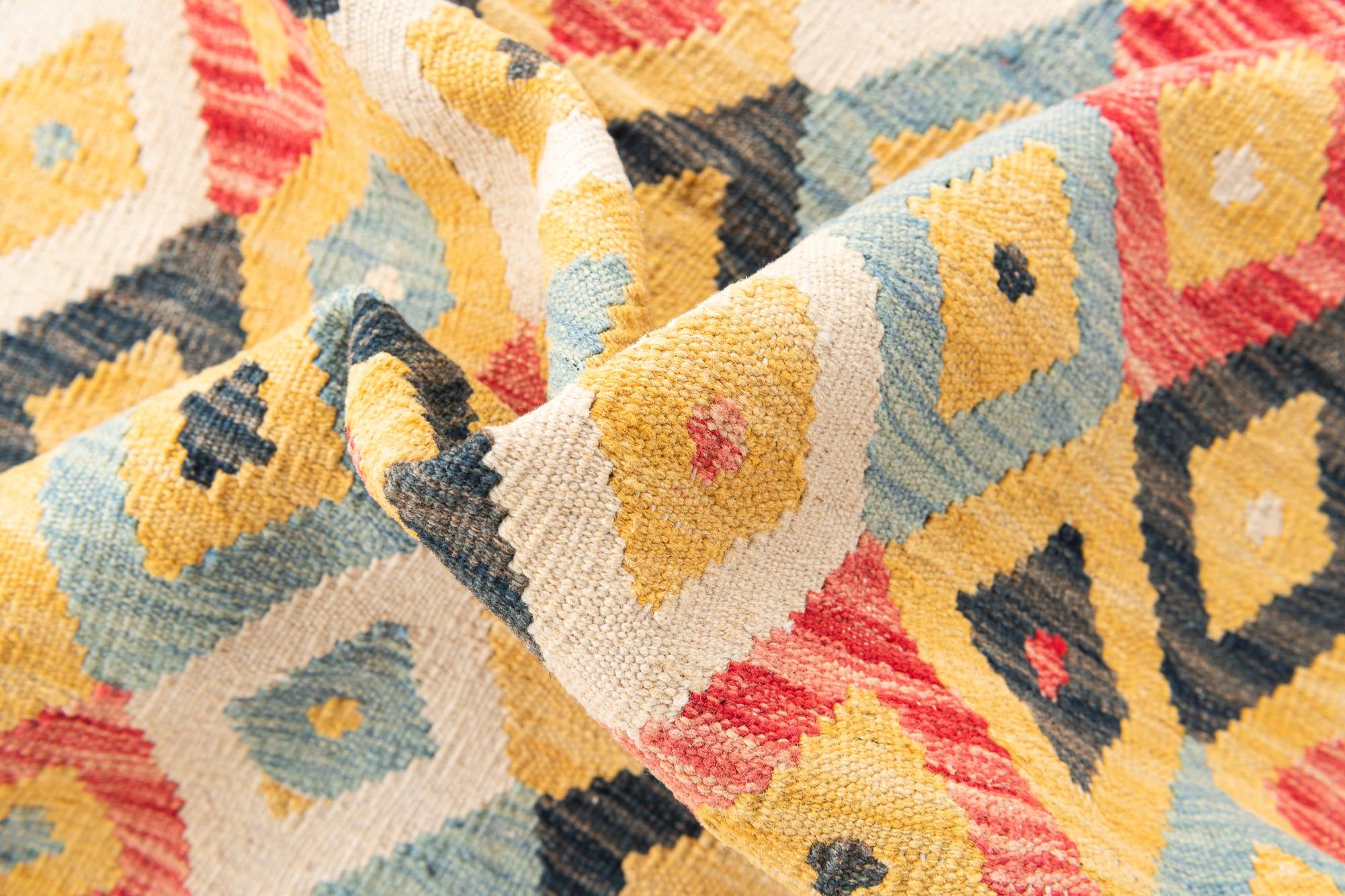 4' 2 x 5' 7 Hand Woven Kilim Maymana Wool Rug