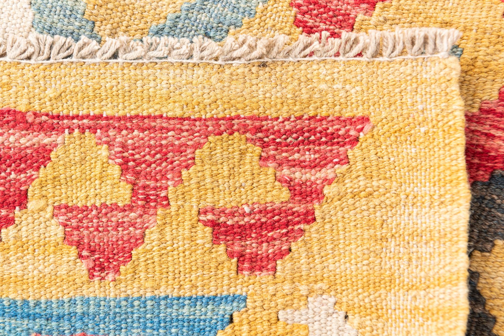4' 2 x 5' 7 Hand Woven Kilim Maymana Wool Rug